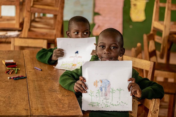 Kids with drawings